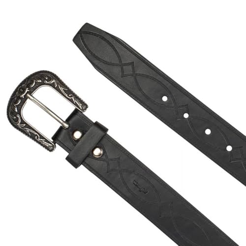Wrangler Men's 38mm Boot Stitch Pattern with Floral Etched Buckle Belt2