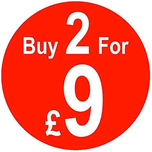 Buy X for £X Multi Buy Price Stickers - Red, 2 for £9, 25mm, 100 — image 1
