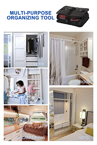 Elezay Hanging Packing Cubes Transformable Garment Closet Organizers Storage For Suitcases Carry On Luggage Compression Travel Bag With Shelves For Hotel Wardrobe Camper Accessories X-Large, Black #TOP6