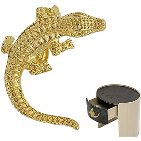 CPELLESSE 4 Pcs Lizard Cabinet Knobs for Kitchen, Drawer Handle Dresser Pulls and Knobs Animal Furniture Decoration Knobs Single Hole Door Pulls (Gold) Cover