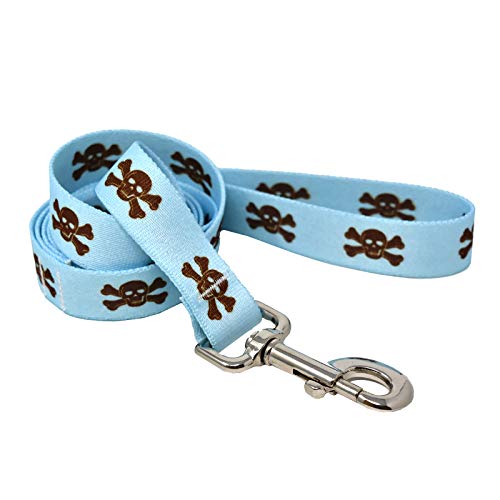 Image of Yellow Dog Design Standard Lead, Blue /Brown Skulls 3 /4 inch x 60 inch (5 ft.)