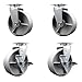 Swivel Top Plate Caster Set ? Silver 6 Inch by 2 Inch Semi Steel Cast Iron Wheel ? Ball Bearing ?1,800 lbs. Total Capacity?Includes 2 Locking Swivel Casters and 2 Swivel Casters?Service Caster Brand