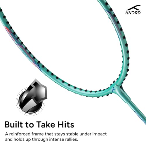 Image of Hundred Powertek 200 Aluminium Badminton Racket Combo, 2 Strung Rackets with 2 Full Covers & 3 Aura Nylon Shuttlecocks, Lightweight Shuttle Bats for Match Play
