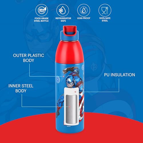 Image of CELLO Kidzbee Uranus 600 Insulated Kids Water Bottle 540ml Dark Blue | 3D Touch & Feel Cartoon Design Easy to Carry Lightweight Leakproof Flip Cap Insulated Water Bottle For School Kids