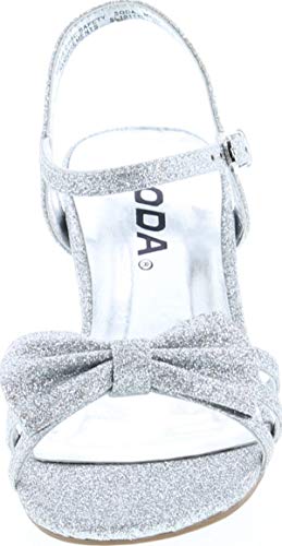 Soda GIRLYIISILVERGLT-12 Girls Girly-Ii Children'S Open Toe Bow Slingback Small Block Heel Dress Sandals,Silver Glt,12 thumb #7