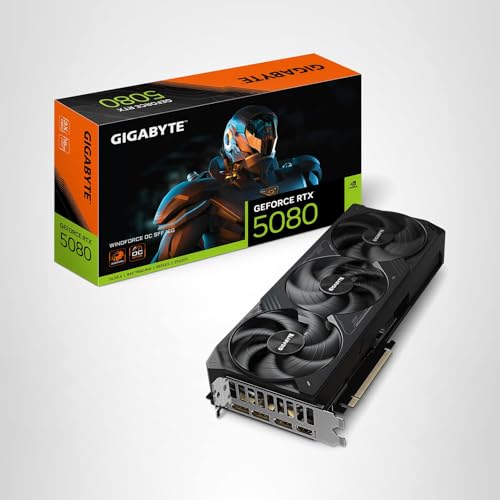 GIGABYTE GeForce RTX 5080 WINDFORCE OC SFF 16G Graphics Card, WINDFORCE Cooling System, 16GB 256-bit GDDR7, GV-N5080WF3OC-16GD Video Card comatible with Desktop