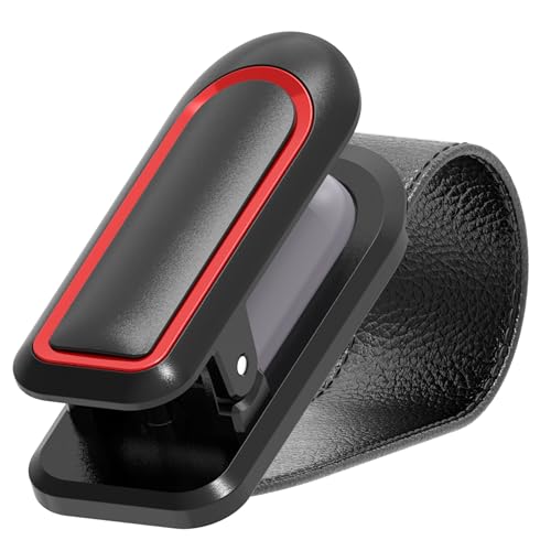 Image of Veharvim Sunglass Holder for Car (2 Pack, One-Handed Operation, Gentle & Secure Hold, Silicone Padded, Universal Fits Sunglass and Car Visor) - Sunglasses Clip for Car Visor (Red, 1 Pack)