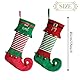 Valery Madelyn Weihnachtsstrumpfe 46cm 2er Set Stoff Nikolausstiefel Weihnachtsdeko Weihnachtssocken zum Befüllen und Aufhängen für Kamin Klassische Serie Thema Rot Grün Weiß