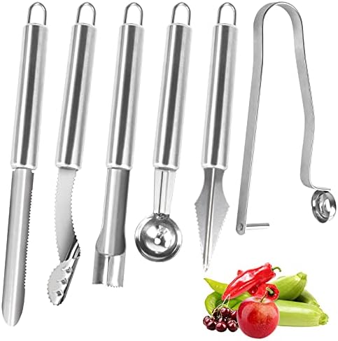 Openfly Vegetable Corer Tool, 6 Pcs Stainless Steel Fruit and Vegetable Corer Jalapeno Pepper Corer Tools Corer and Pitter Tomato Corer Remover Cherry Pitter Zucchini Corer to Remove Seeds