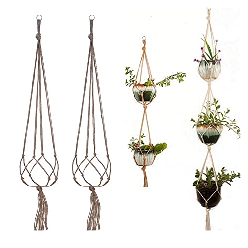 Pot de fleurs d'intérieur et d'extérieur suspendu en maille macramé balcon