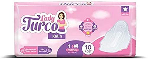 Lady Turco Toallas Sanitarias Femeninas, Gruesas, Normales - 10 Piezas 850 g