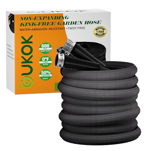 50 FT Garden Hose, Non-Expanding Water Hose, Ultra Flexible, Burst-Resistant, Kink-Free, High-Pressure Garden Hose for Easy All-Weather Use on Lawns, Gardens, and Outdoor Cleaning