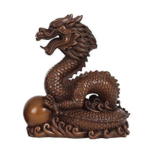 CRAGCO Estatua de Buda Chino Feng Shui Dragon Estatua Estatua Figurilla Decoración for el hogar Buena Suerte for su hogar u Oficina (Cobre Rojo) Estatua de Feng Shui