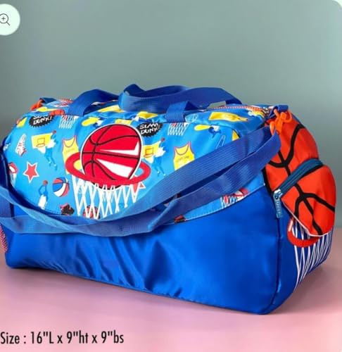 Image of 3D Design Duffle Bag for Kids & Adult| Large Compartment Foldable Luggage with Shoulder Strap | Lightweight Travel & Short Trips Storage Organizer for Women (Basketball)
