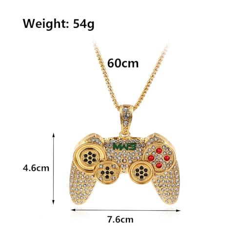 Rrdaily To My Son/Grandson Necklace Colorful Crystal Game Controller Necklaces Punk Hip Hop Friendship Necklace Game Console Necklace for Son/Grandson Best Friends