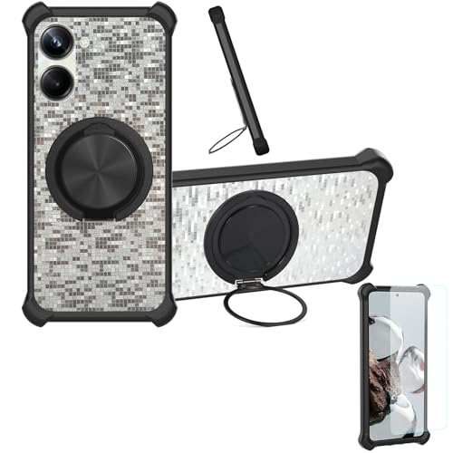 �Ή� Realme 10 Pro 5g �P�[�X Phone Case [1�� 9H+�d�x���� �K���X�t�B����][360°��]���X�^���h�A�}�O�l�b�g��]CX-21-HEI