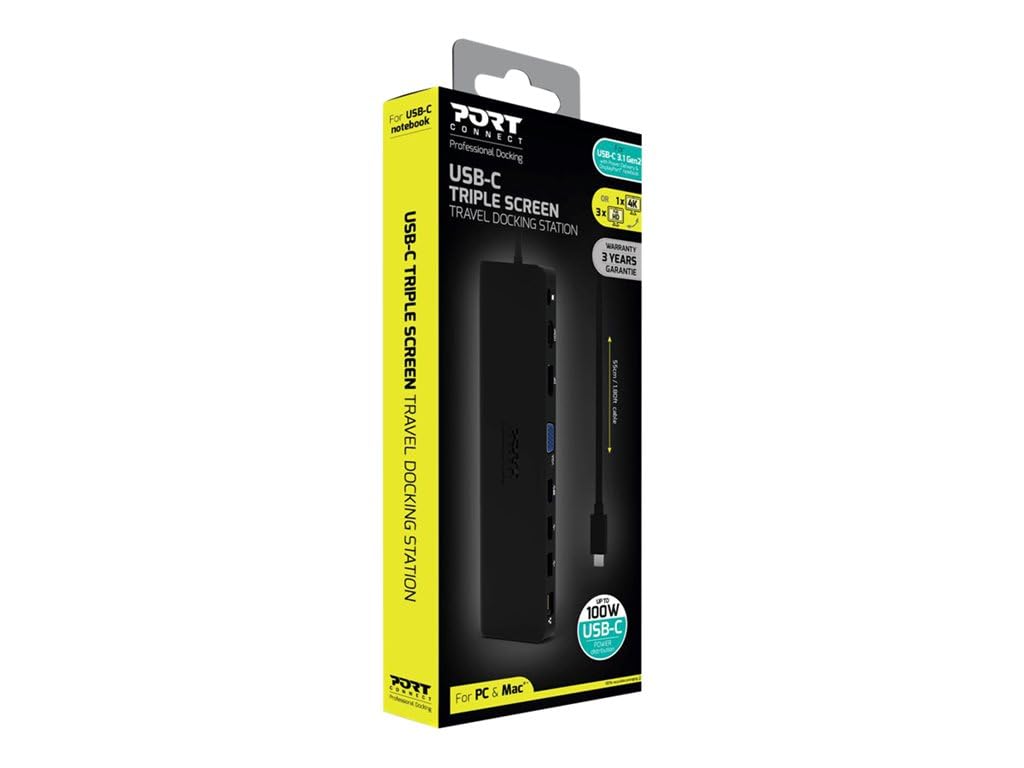 Port Connect Station d'accueil Double écrans 4k USB-c 100w pour 11 périphériques Noire
