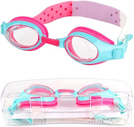 M MUNCASO Kids Swimming Goggles, Kids Swim Goggles Junior Childrens Boys Girls Teens Kids 3-14, UV Protection Anti-Fog Lenses, No Leaking,Flexible Nose Bridge,Soft Silicone Clear Wide Vision