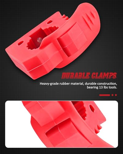 Image of Overlanding Shovel Holder for Home, Off-road vehicle | Rubber Material, 4 Pack, Red, Quick-Release Clamp, for 1-1 /7'' to 1-3 /7'' Diameter Tools and Equipment