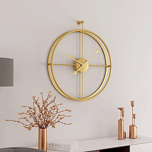 Image of Metal Double Ring Metal Hanging Wall Clock for Home /Living Room /Bedroom /Hall /Dining Hall (Gold)