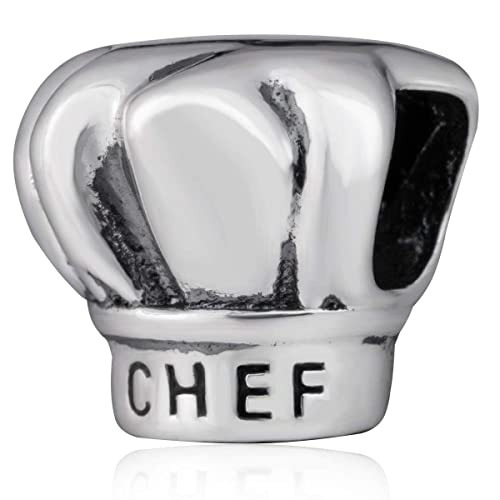 Antique Silver Charm-925 Sterling Silver Cooking Chef Hat, Smiley Face, Hope Ribbon, Sweet Strawberry, Soccer Ball, Tree Man Movie Character Beads, fits European Charms Bracelet, Gifts for Mom/Children/Daughter/Father/Aunt