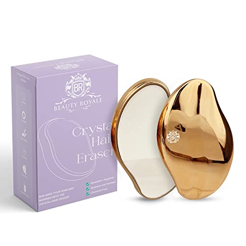 Beauty Royale Crystal Hair Eraser For Women And Men - Smooth Exfoliation - Painless Removal For Arms, Legs, Back - Razorless Shaver - Portable - No Irritation - Reusable & Washable Magic Eraser (Gold) #TOP24