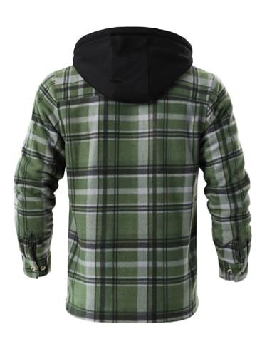 Image of Gary Com Heavy Thick Flannel Plaid Jacket Sherpa Fleece Lined Hoodies for Men Zip Up Winter Warm Coat Zipper Sweatshirt