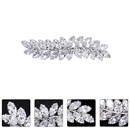 Beaupretty Rhinestone Hair Clips Crystal Leaf Hair Clip Diamond Hair Barrettes Hair Bang Clamp Decorative Alligator Hair Pins For Women Weddings Bridal Hair Accessories Silver #TOP7