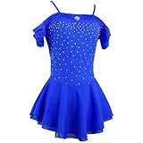 ZHQNZJF Girls' Professional Figure Skating Competition Dresses Outdoor Gymnastics Leotards Rhinestone Ice Roller Costume,Blue,L