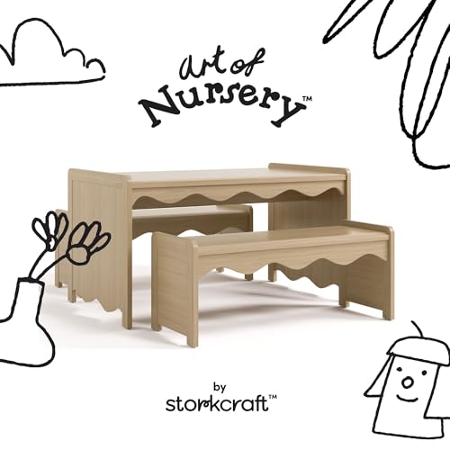 Image of Storkcraft Casablanca Montessori Indoor Kids Table & Bench Set, Driftwood