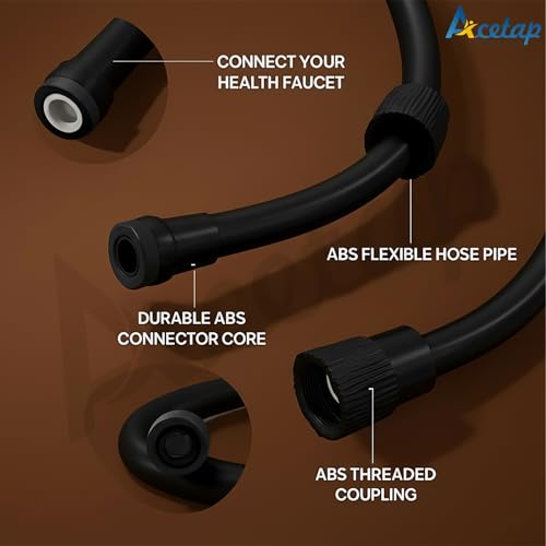 Image of Acetap ABS Black Polished Health Faucet with 1 Meter Tube and Wall Hook