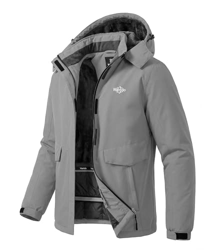 wantdo Women's Skiing Jacket Warm Winter Coats Waterproof Snow Coat Winter Clothes Gray M