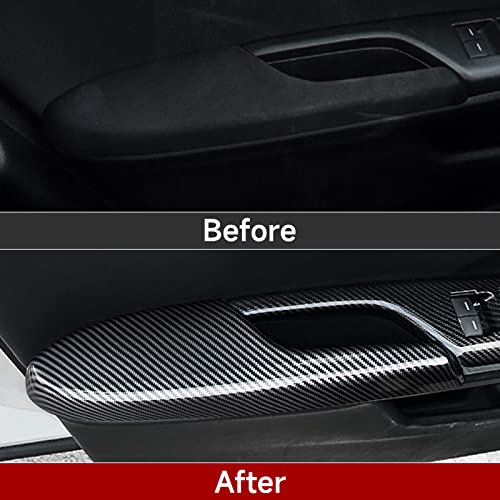 Image of Inner Door Armrest Cover Decals for Honda Civic 2016 2017 2018 2019 2020 2021 10th Gen Accessories ABS Carbon Fiber Stickers, NOT for Coupe Model
