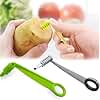 Stainless Steel Spiral Vegetable Cutter+ Plastic Green Cutter – Easy Spiralizer for Potatoes, Carrots, Cucumbers, Zucchini – Kitchen Spiral Slicer for Healthy Snacks & Salads(2pcs)