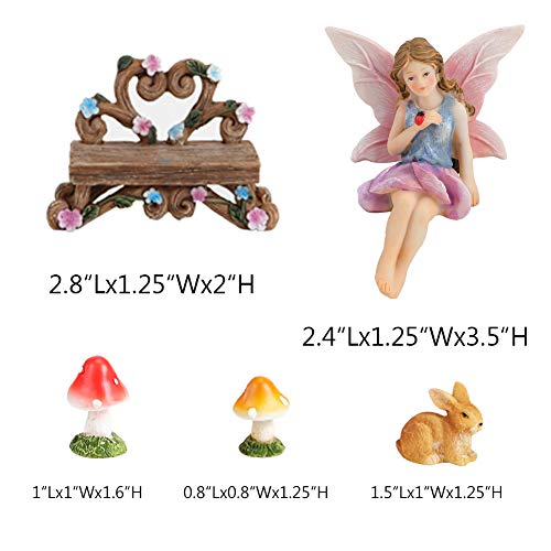 Hdnicezm Fairy Garden Accessories Kit - Miniature Solar Flower Stump And Figurine Hand Painted Set For Fairy, Animal, Mushroom,Teacup Set,Table Chair Set -With Magical Glow In The Dark Solar Led Light #TOP7