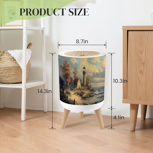 Caneca de basura pequeña redonda con tapa 7 litros miniatura 3