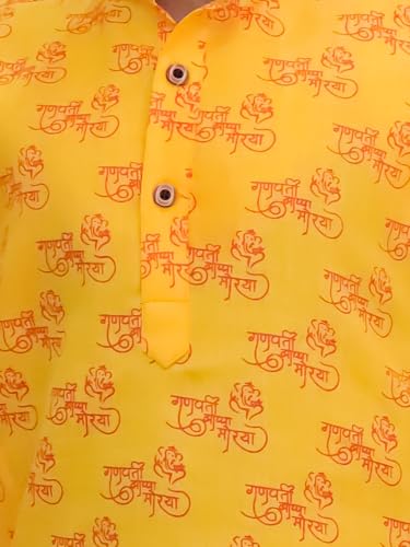 Image of AJ DEZINES Boys Cotton Full Sleeve Letter Printed Kurta Pajama Set for Kids - Ethnic wear | Special Occasion & Traditional Outfit |Boys Kurta Set - Regular Fit