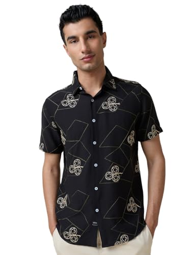 Image of Thomas Scott Men Premium Embroidered Slim Fit Casual Shirt