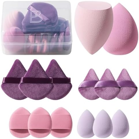 Amazon.com : Makeup Sponge Set BS-MALL Triangle Puff 14 Pcs for Liquid, Cream, and Powder, Multi-colored Makeup Sponges and Mini Sponge with Case (A-Purple)