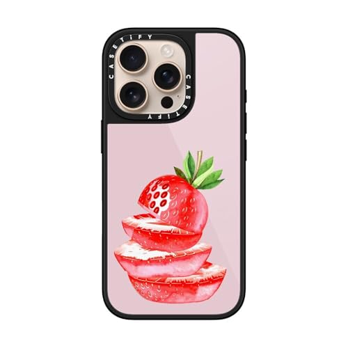 Coque iPhone 16 Pro compatible Magsafe antichoc motif fraise - 4