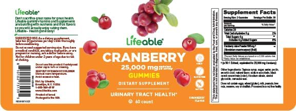 Miniatura 9 de Lifeable Gomitas de arándano para mujer  Equivalencia de 25000 mg  Suplemento de arándano de gran sabor  para la salud del tracto urinario, apoyo de