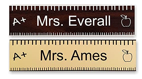 Teacher Office Desk Name Plate or Door Sign - Laser Engraved Signage - School Teacher Appreciation Gift! Walnut - Customize