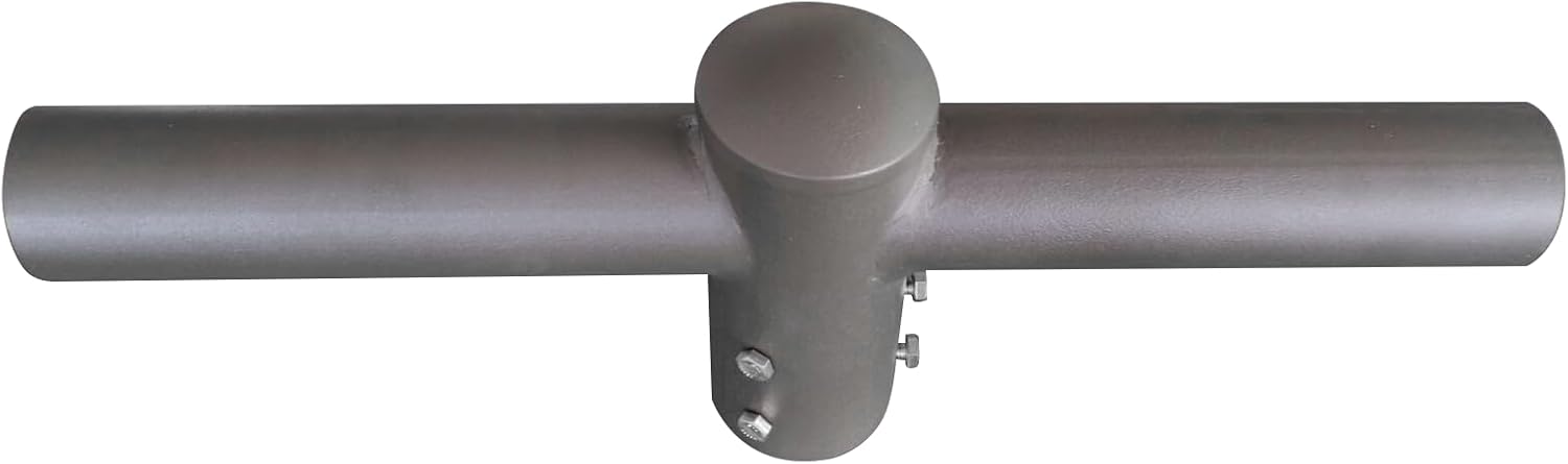Pole Tenon Spoke Twin Bullhorn Bracket, 180° Arms for 2 Lighting Fixtures, Horizontal Tenon Adapter for Outdoor Shoebox LED Street Light, Parking Lot Light