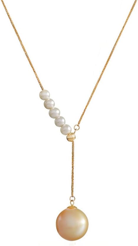 Wife Jewelry Plated 18K Gold - Genuine South Sea Golden Pearl Jewelry Pendant Necklace for Women, Birthday Jewelry for Girlfriend, Valentine's Day for Wife, Mother's Day for Mom Grandma NO11302