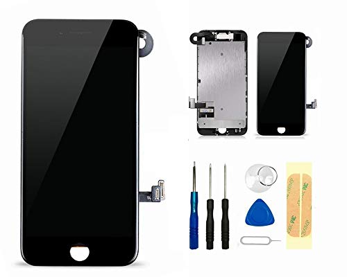Master Screen for iPhone 7 Plus LCD Digitizer Touch Display Screen Replacement Full Assembly with Front Camera Proximity Sensor Ear Speaker and Repair Tool Kit (5.5 Inch) (7 Plus Black)