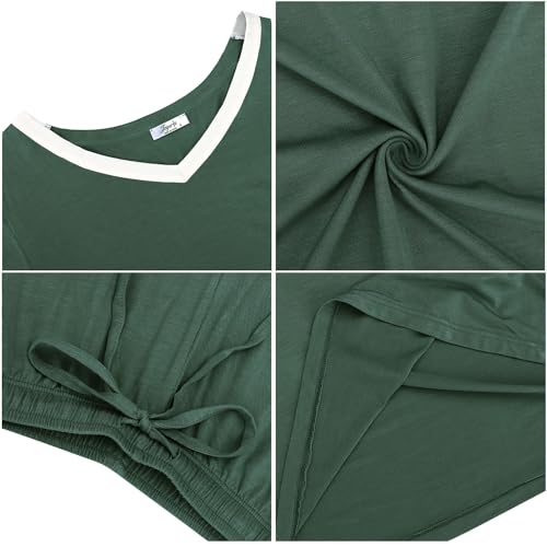Joyaria Cooling Pajamas Bamboo Viscose Women Short Sleeve V Neck PJ Shorts Set2