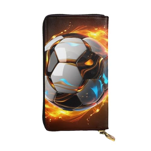 Cool Soccer Ball Wallet For Women Men Clutch Rfid Blocking Leather Wallets Large Capacity Purse Credit Card Holder Money Case With Zipper Phone Holder Long Travel Purse