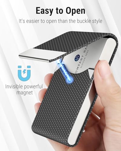 Business Card Holder, PU Leather & Stainless Steel Business Card Case for Men or Women, Slim Name Cards Holder RFID Blocking Credit Cards Carrier with Magnetic Closure3