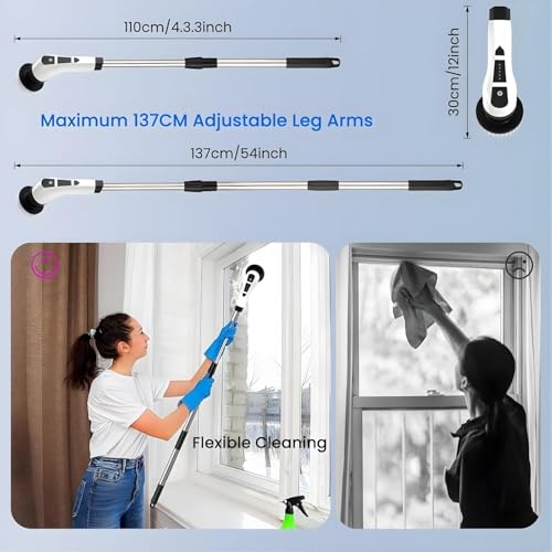 Image of PEDRO 9 in 1 Head Cordless Electric Cleaning Brush | Rechargeable Power Scrubber with Extendable Handle | Multi Surface Cleaner for Home, Car, Bathroom, Tiles, Kitchen, Floor (6 Months Warranty)