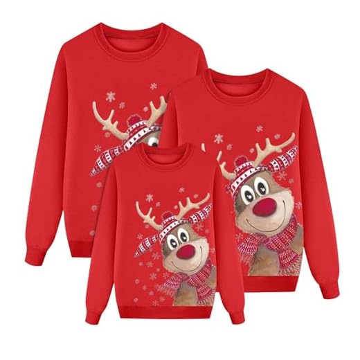 Genérico Jersey Navideñas Familiares - Jersey de Punto Copos de Nieve de Renos para Hombre, Mujer y Niños - Jerseys de Navidad para Parejas para el Invierno 2026 Ropa Jersey Navideña Familiar 02